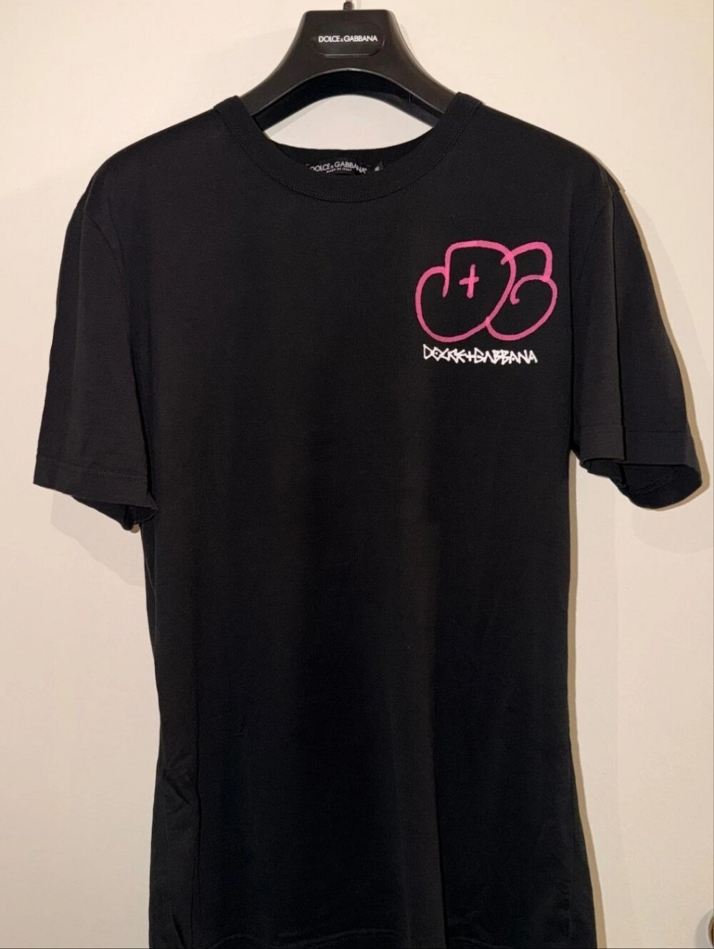 DOLCE & GABBANA Men's T-shirt White/Pink Graffiti Size 48